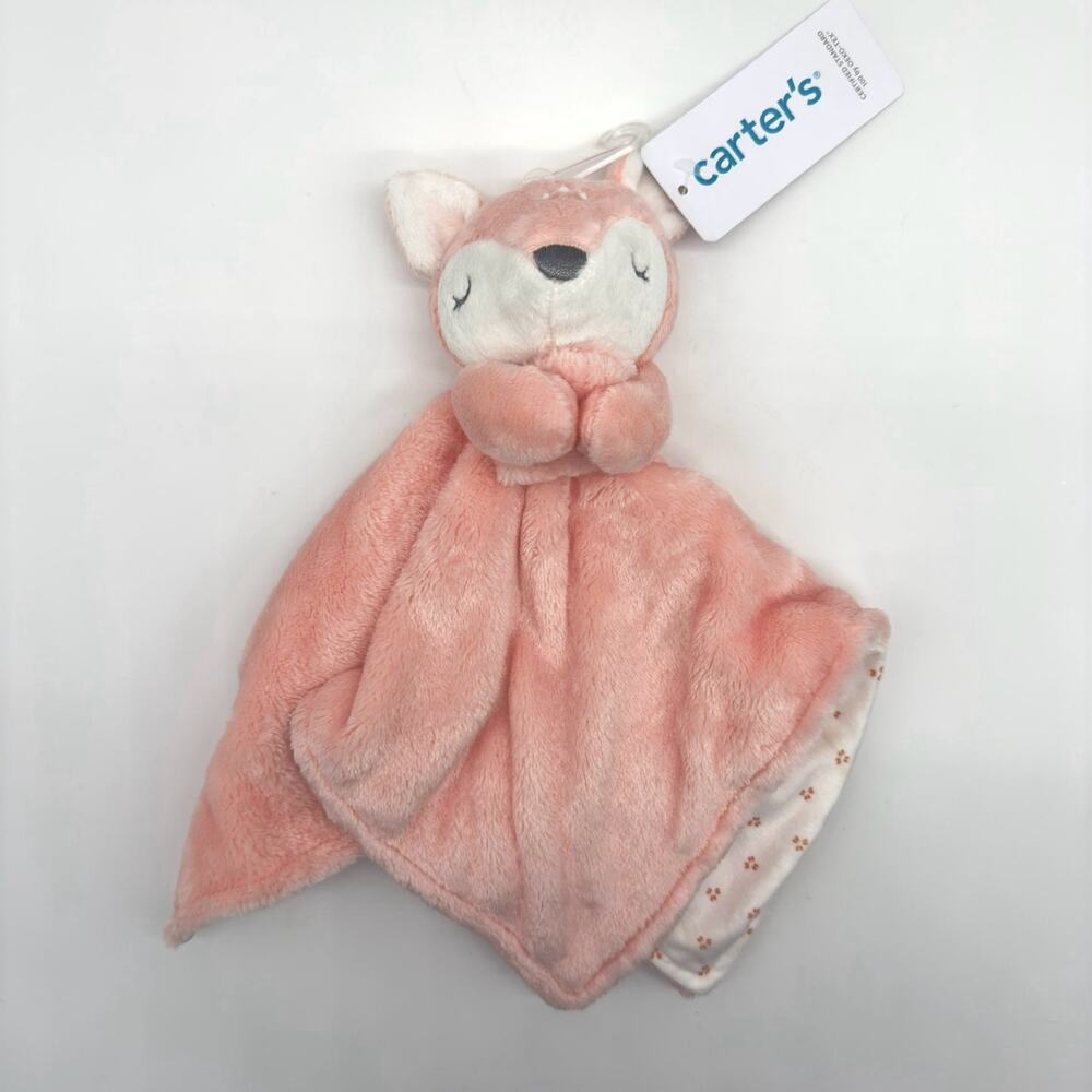 Carter’s Pink Fawn Deer Plush Baby Security Blanket Lovey NEW